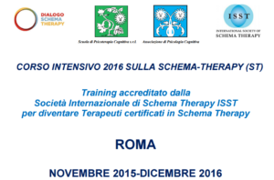 ROMA -  CORSO INTENSIVO 2016 SULLA SCHEMA-THERAPY (ST) Training accreditato dalla Società Internazionale di Schema Therapy ISST per diventare Terapeuti certificati in Schema Therapy @ Scuola di Psicoterapia Cognitiva S.r.L. | Roma | Lazio | Italia