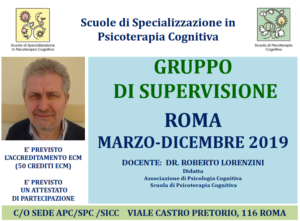 Roma, Gruppo di supervisione (corso ECM) @ Scuola di Psicoterapia Cognitiva S.r.L. sede di Roma