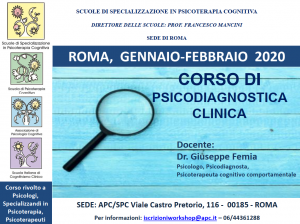 Roma, Corso di Psicodiagnostica clinica @ Scuola di Psicoterapia Cognitiva S.r.L. sede di Roma