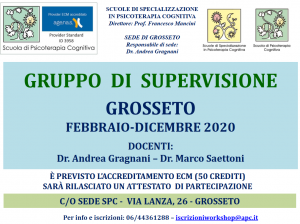 Grosseto, Gruppo di supervisione (corso ECM) @ Scuola di Psicoterapia Cognitiva S.r.L. sede di Grosseto