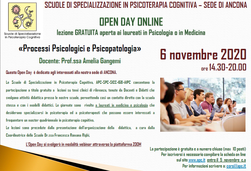OPEN DAY ON LINE - sede di Ancona - «Processi Psicologici e Psicopatologia»