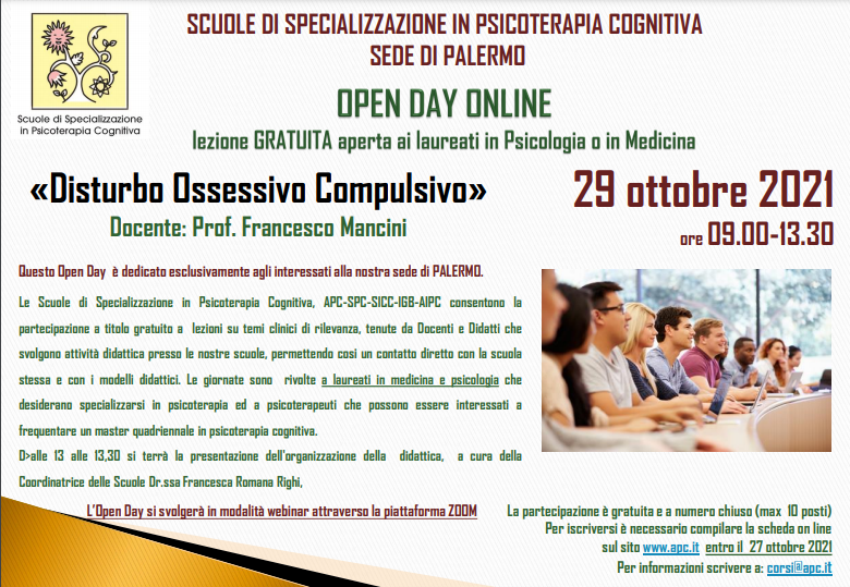 OPEN DAY ONLINE – SEDE DI PALERMO - «Disturbo Ossessivo Compulsivo»