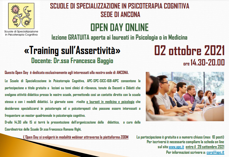 OPEN DAY ON LINE - sede di Ancona - «Training sull’Assertività»