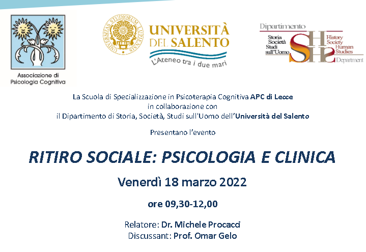 RITIRO SOCIALE: PSICOLOGIA E CLINICA