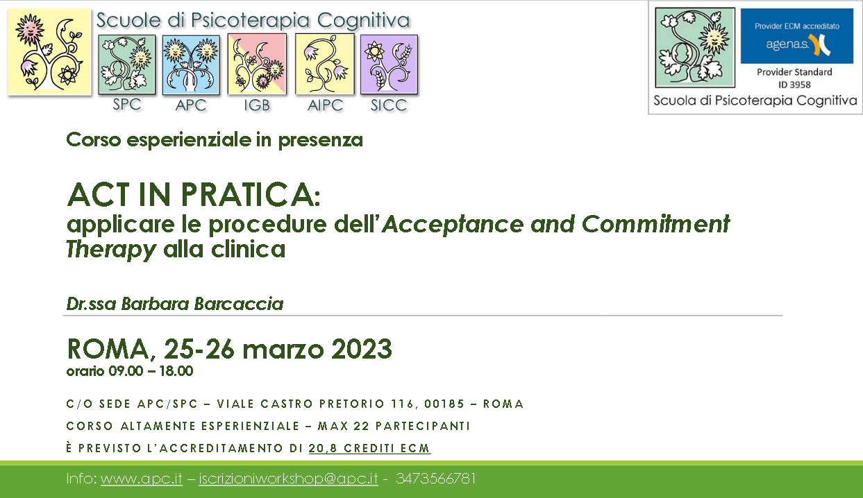 ACT IN PRATICA: applicare le procedure dell’Acceptance and Commitment Therapy alla clinica