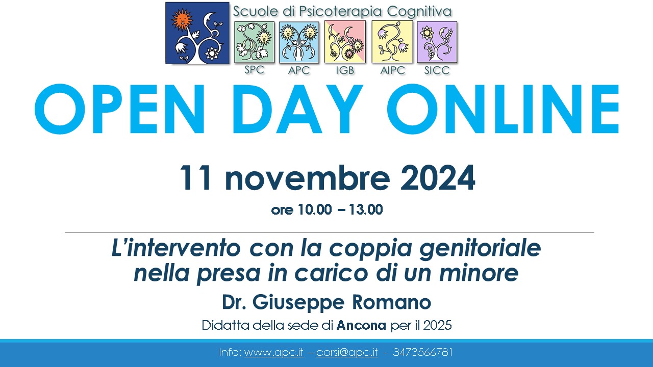 OPEN DAY ONLINE Scuole di Psicoterapia Cognitiva - "L’intervento con la coppia genitoriale nella presa in carico di un minore"