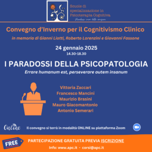 Convegno d’Inverno per il Cognitivismo Clinico – “I PARADOSSI DELLA PSICOPATOLOGIA”