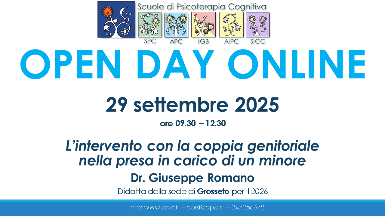 OPEN DAY ONLINE Scuole di Psicoterapia Cognitiva - "L’intervento con la coppia genitoriale nella presa in carico di un minore"