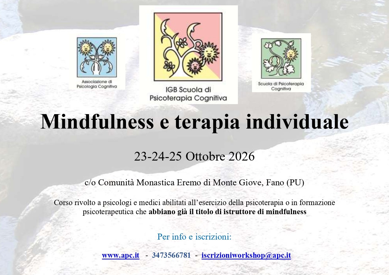 Mindfulness e Terapia Individuale - 23-24-25 ottobre 2026