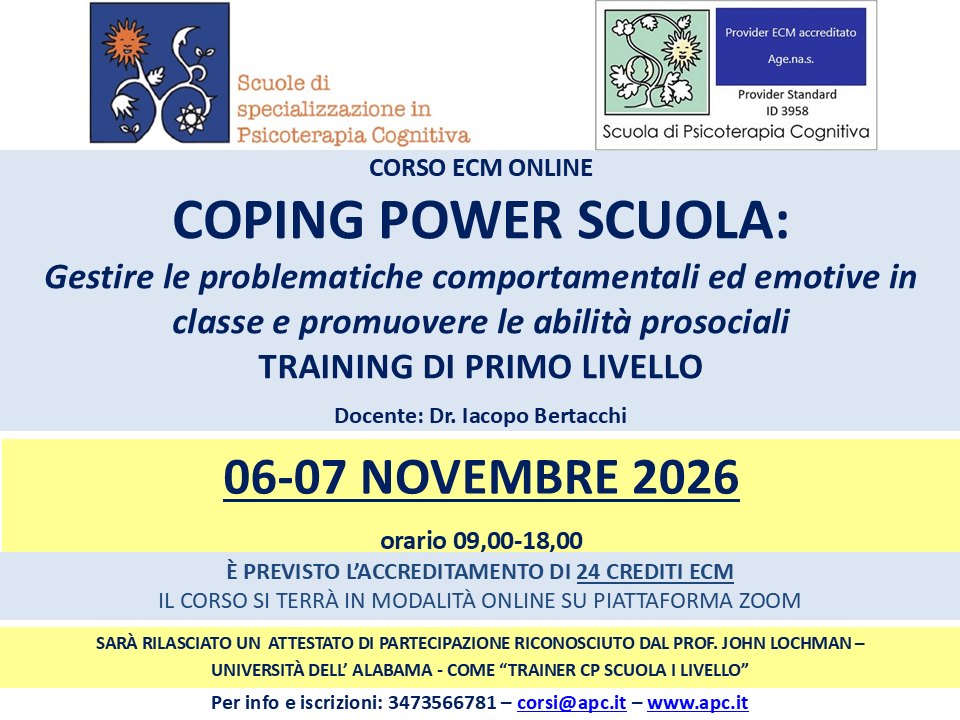 COPING POWER SCUOLA - 6-7 novembre 2026