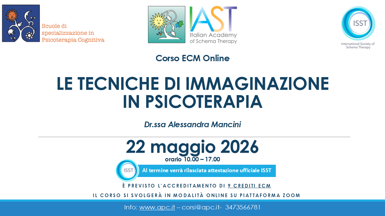 LE TECNICHE DI IMMAGINAZIONE IN PSICOTERAPIA - 22 maggio 2026