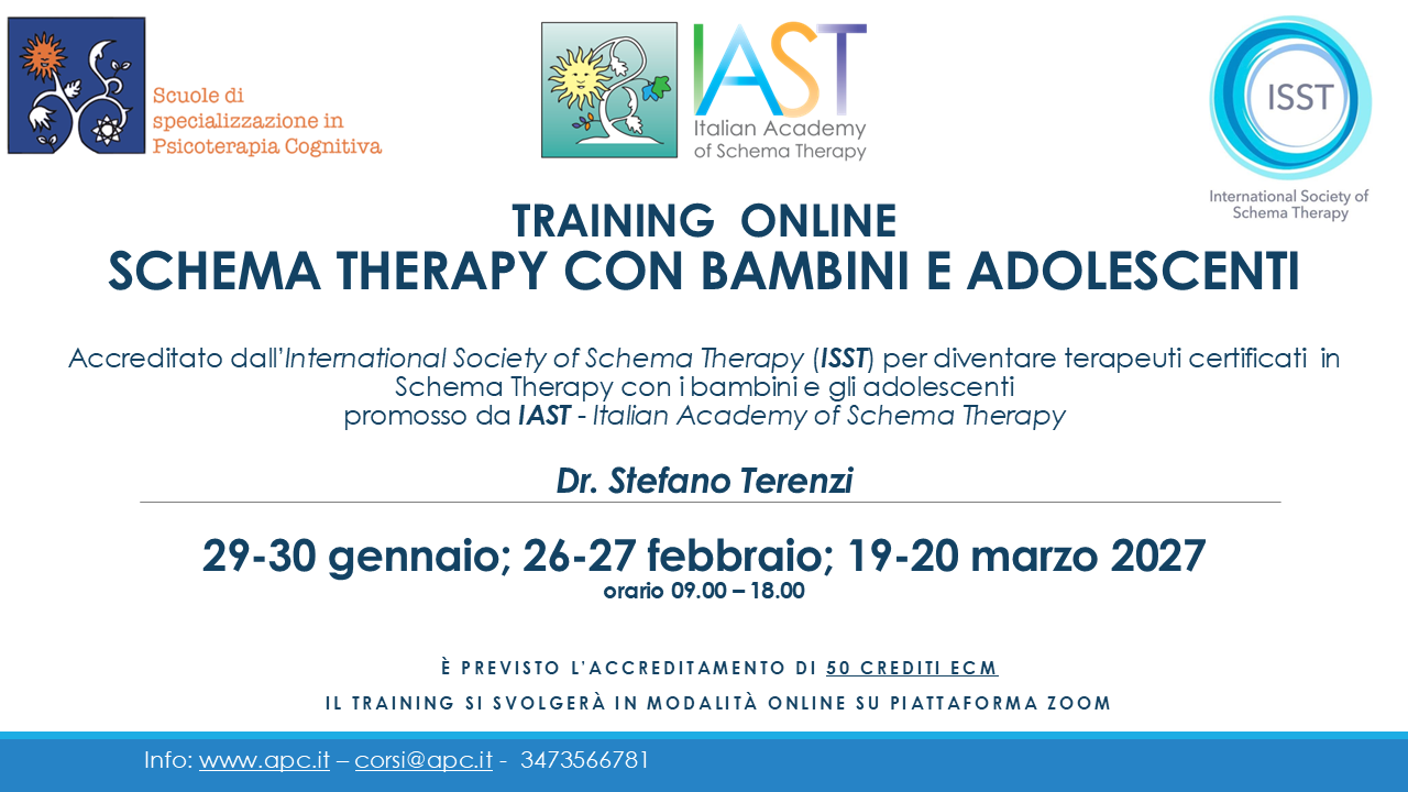 TRAINING ONLINE SCHEMA THERAPY CON BAMBINI E ADOLESCENTI - Gennaio-Marzo 2027