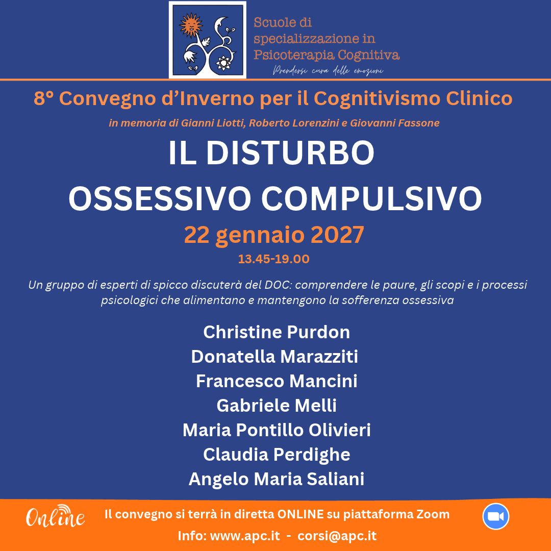 8° Convegno d’Inverno per il Cognitivismo Clinico - "IL DISTURBO  OSSESSIVO COMPULSIVO" 22 gennaio 2027