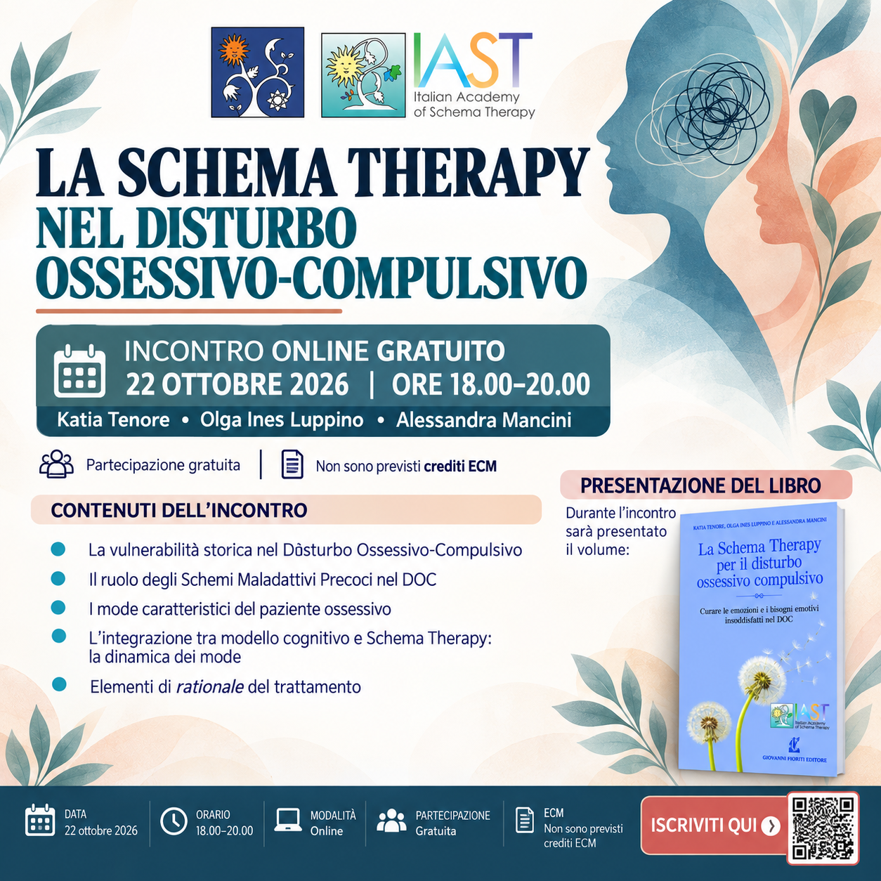 Webinar Gratuito - LA SCHEMA THERAPY NEL DISTURBO OSSESSIVO-COMPULSIVO - 22 ottobre 2026